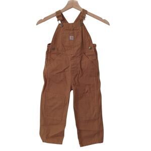 Carhartt Kid Overalls 3T Unisex Boy Girl Canvas Brown Double Knee Bibs Cotton